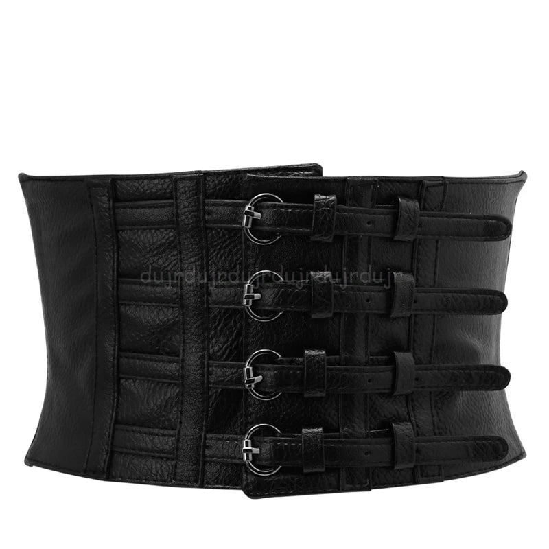 Fashion Retro Lady Waist Shape Corset Wide Elastic Faux Leather Black Belt Stretch Waistband New Au28 19 dropship