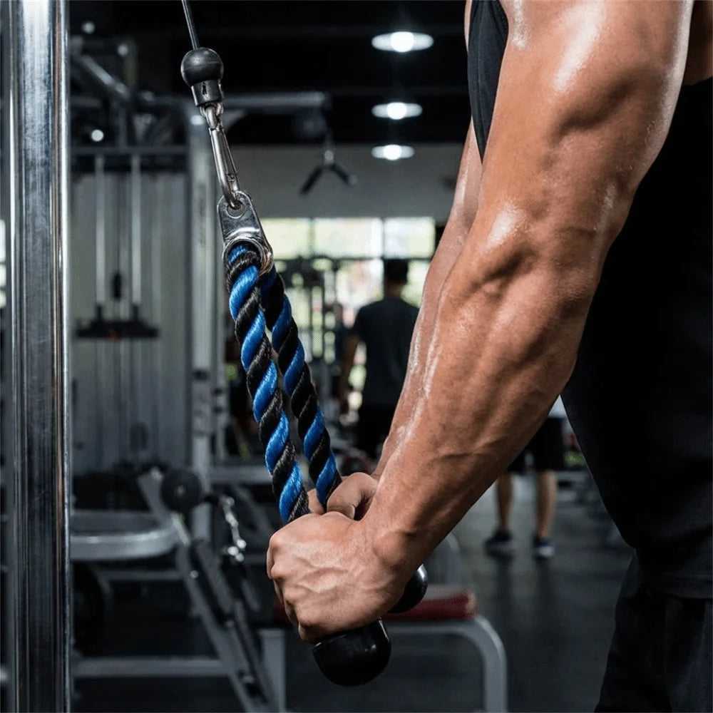 Coated Nylon Tricep Rope Pull Down Cable 70/90cm Multi-color Gym Pull Down Rope Double Head Non-Slip Tricep Rope Cable