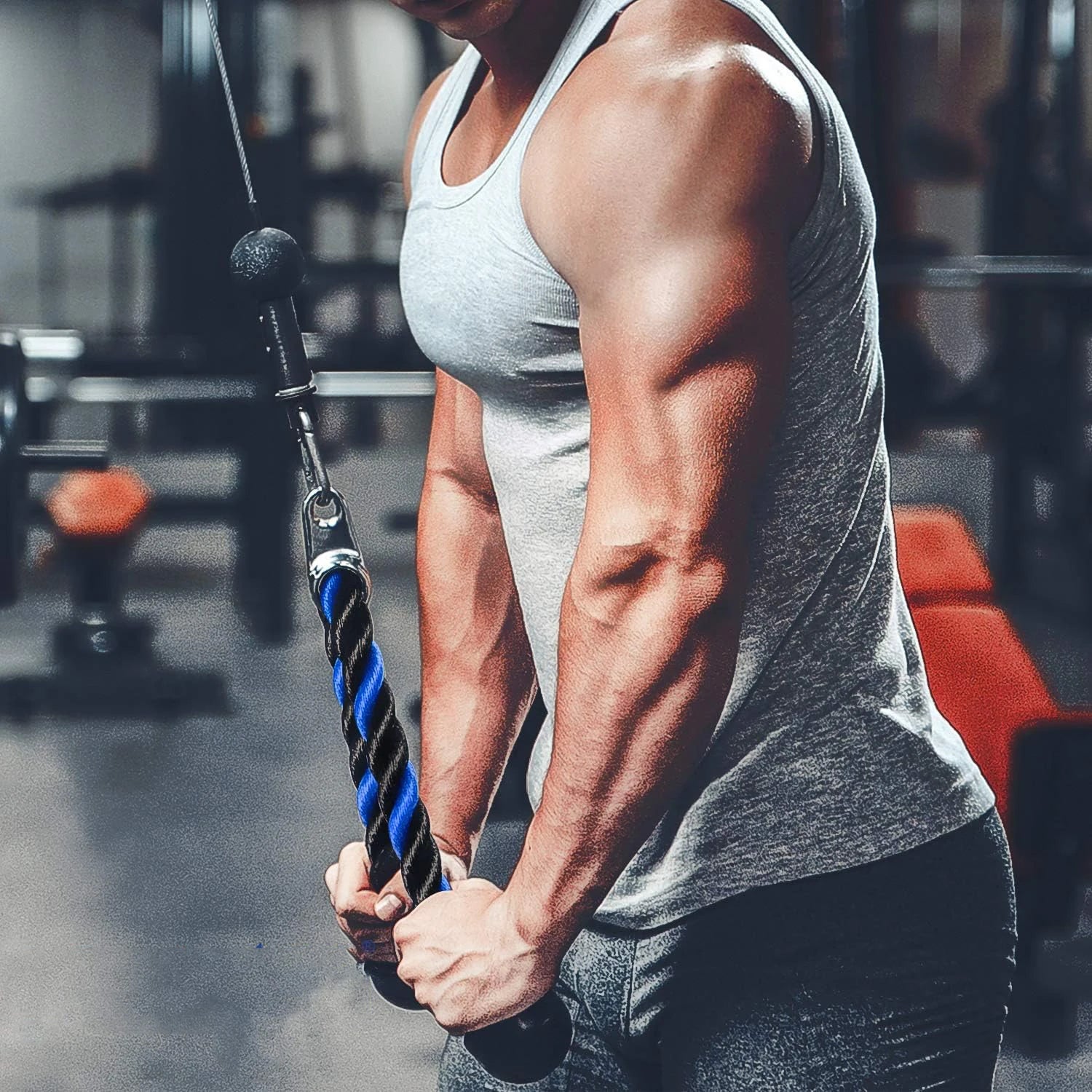 Triceps Rope Pull Down Cable Rope Tricep Cord Workout Exercise Back Fitness Strength Bodybuilding Training Gym Equipment Unisex