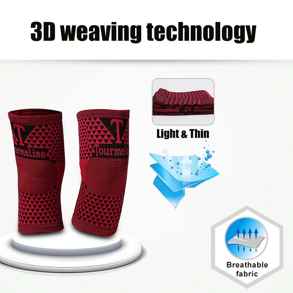 2Pcs/Pair Tourmaline Magnetic Warm Knee Pads High Elastic Knee Protector Leg Support Sleeves for Rheumatoid Arthritis