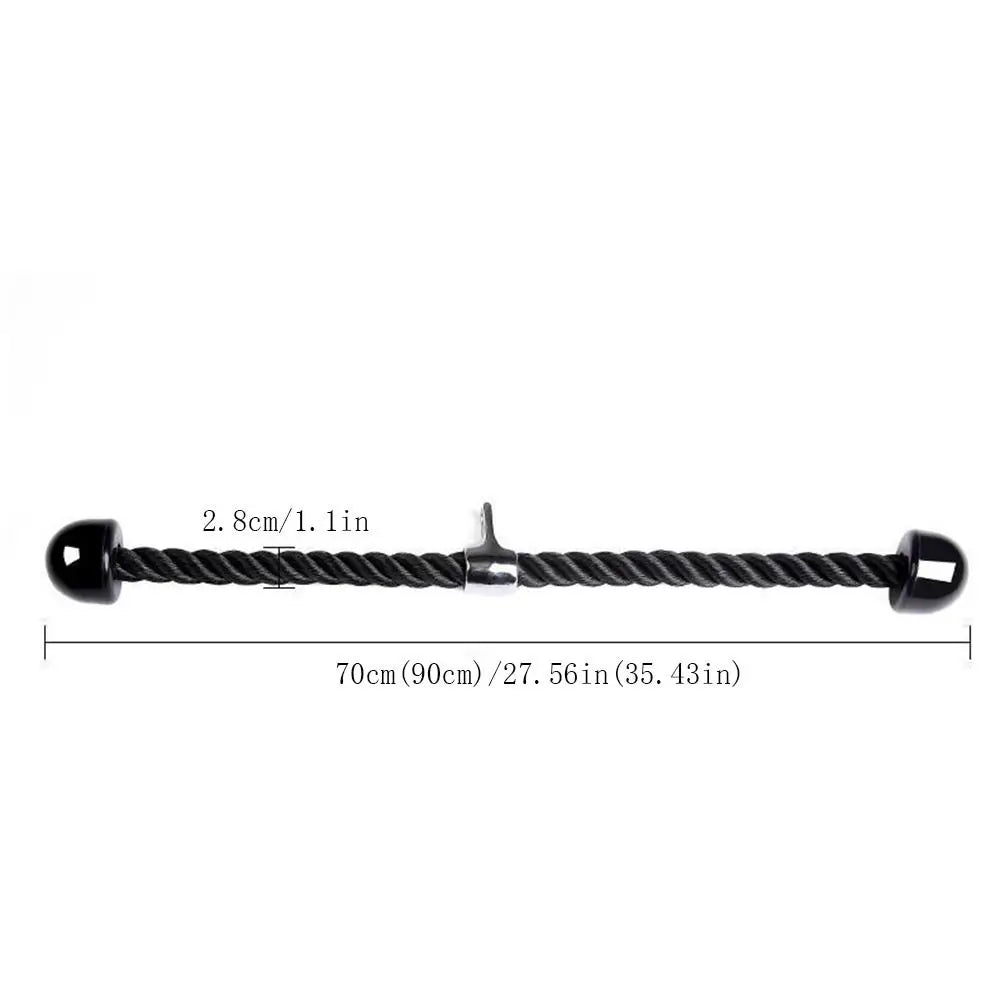 Coated Nylon Tricep Rope Pull Down Cable 70/90cm Multi-color Gym Pull Down Rope Double Head Non-Slip Tricep Rope Cable