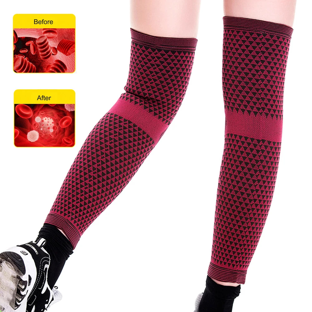 2Pcs/Pair Tourmaline Magnetic Warm Knee Pads High Elastic Knee Protector Leg Support Sleeves for Rheumatoid Arthritis