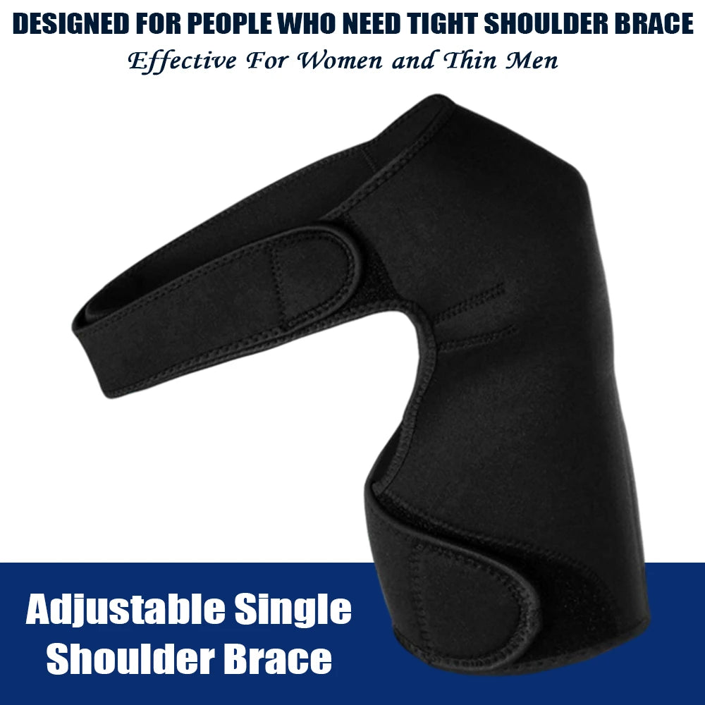 SPOSAFE Adjustable Gym Sports Care Single Shoulder Support Back Brace Guard Strap Wrap Belt Band Pads Black Bandage Men &amp; Women