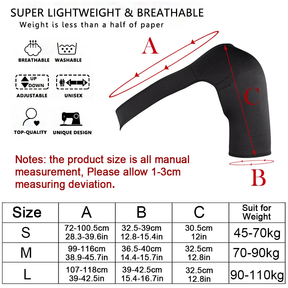 SPOSAFE Adjustable Gym Sports Care Single Shoulder Support Back Brace Guard Strap Wrap Belt Band Pads Black Bandage Men &amp; Women
