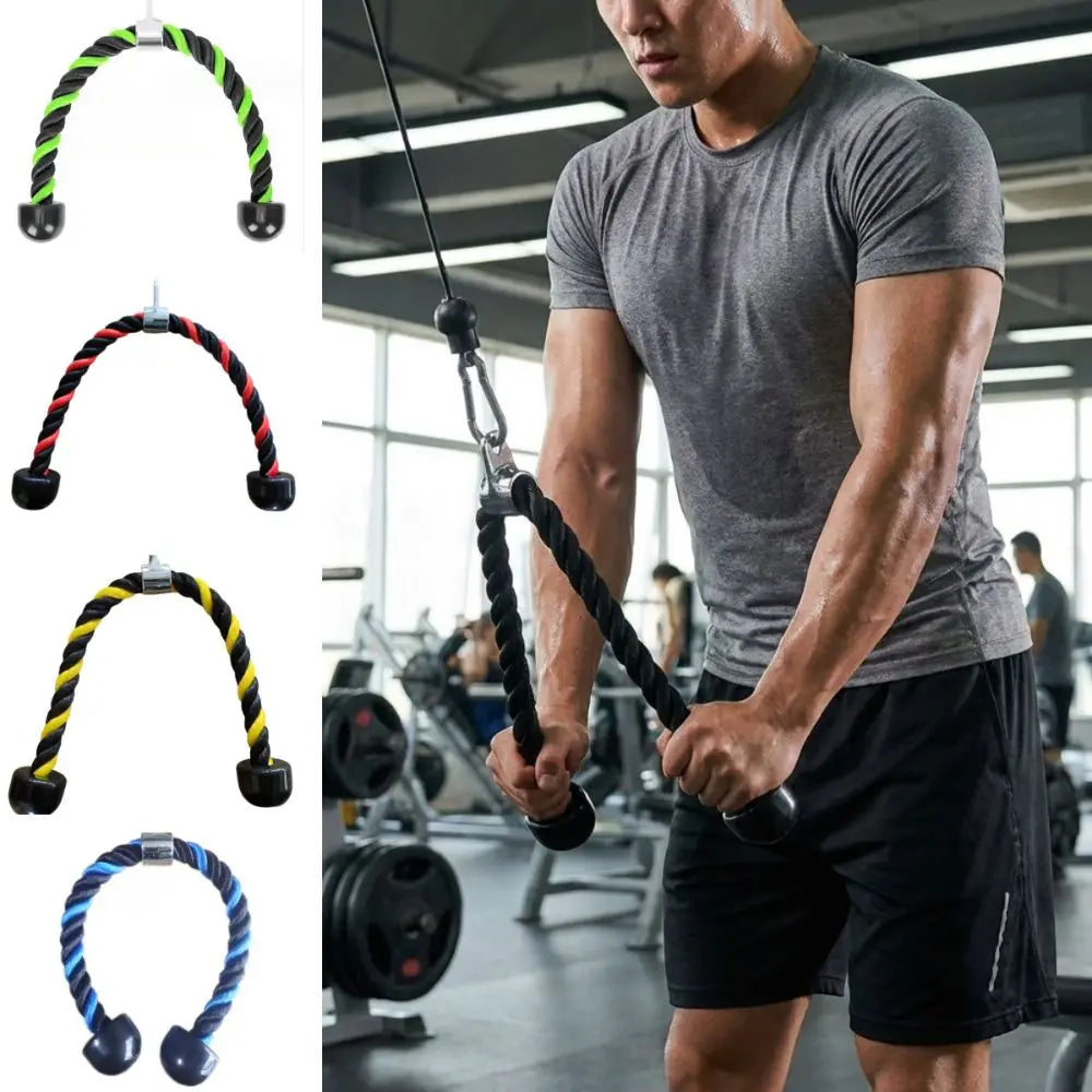 Coated Nylon Tricep Rope Pull Down Cable 70/90cm Multi-color Gym Pull Down Rope Double Head Non-Slip Tricep Rope Cable