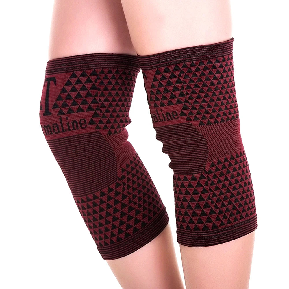 2Pcs/Pair Tourmaline Magnetic Warm Knee Pads High Elastic Knee Protector Leg Support Sleeves for Rheumatoid Arthritis