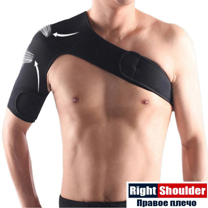 SPOSAFE Adjustable Gym Sports Care Single Shoulder Support Back Brace Guard Strap Wrap Belt Band Pads Black Bandage Men &amp; Women