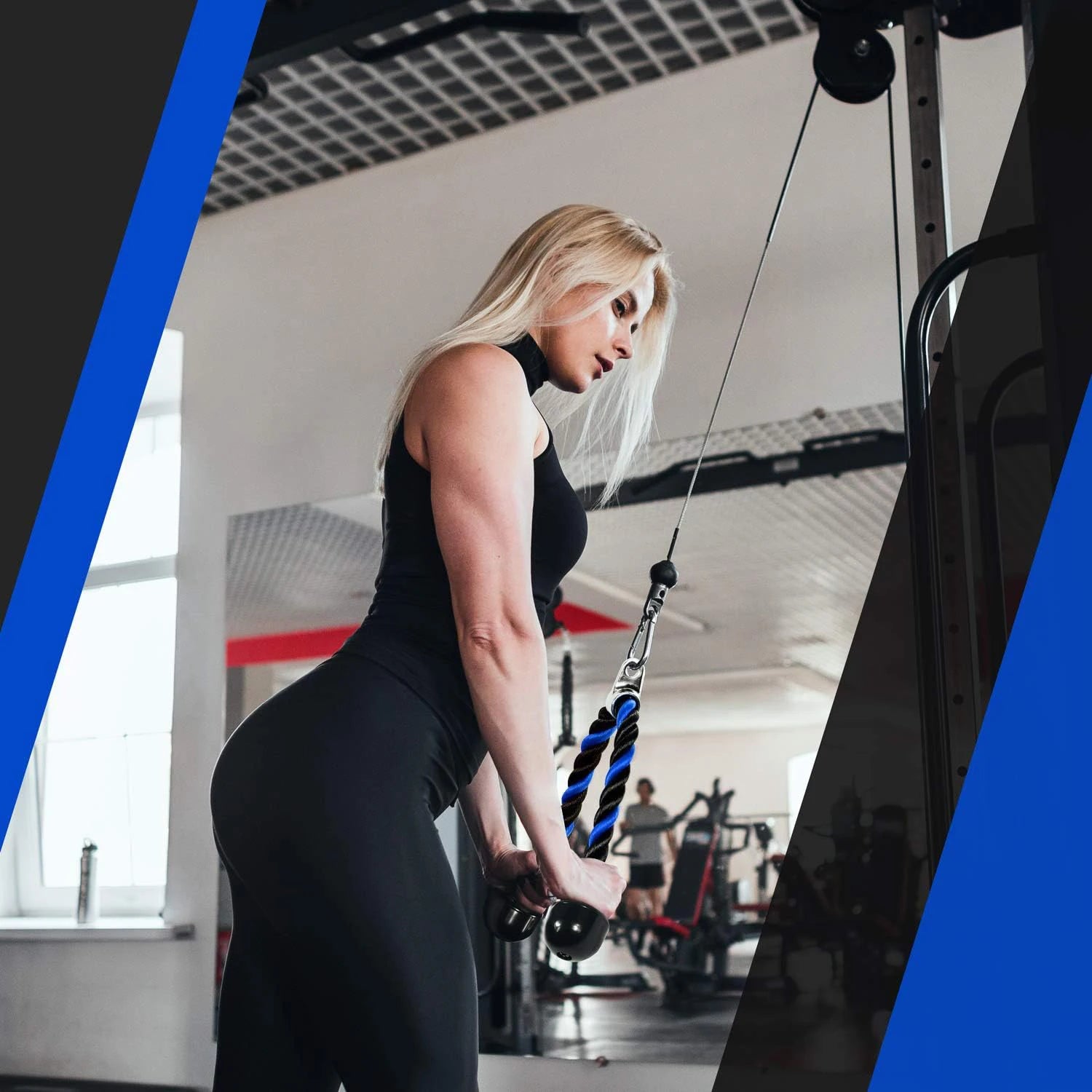 Triceps Rope Pull Down Cable Rope Tricep Cord Workout Exercise Back Fitness Strength Bodybuilding Training Gym Equipment Unisex