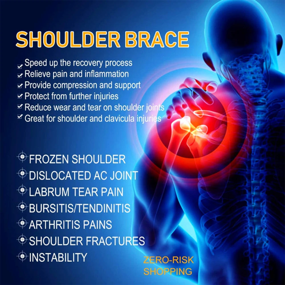 SPOSAFE Adjustable Gym Sports Care Single Shoulder Support Back Brace Guard Strap Wrap Belt Band Pads Black Bandage Men &amp; Women