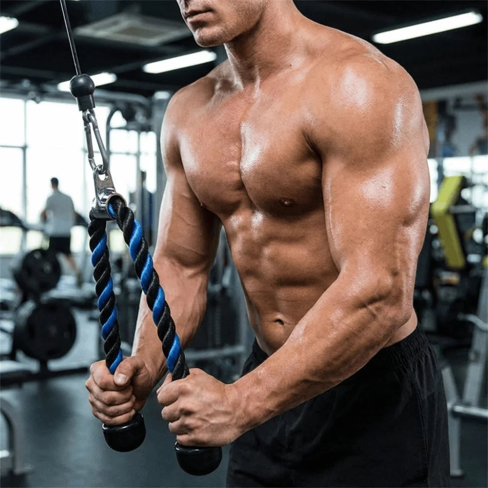 Coated Nylon Tricep Rope Pull Down Cable 70/90cm Multi-color Gym Pull Down Rope Double Head Non-Slip Tricep Rope Cable