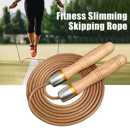 Jump Rope Professional Cowhide Leather Ropes Rapid Speed Jumping Rope with Wooden Handle Skipping Rope Gym Fitness Slim Body