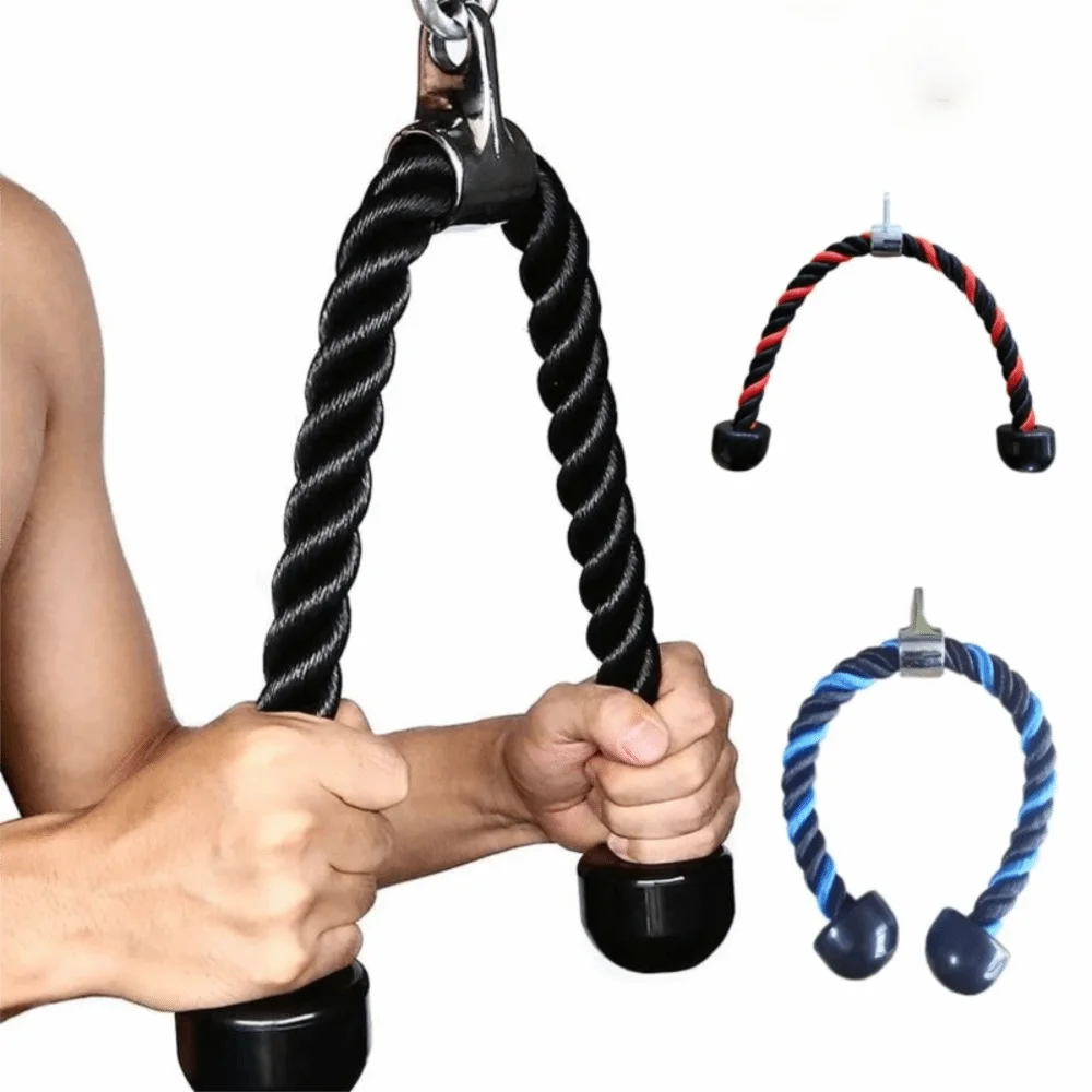 Coated Nylon Tricep Rope Pull Down Cable 70/90cm Multi-color Gym Pull Down Rope Double Head Non-Slip Tricep Rope Cable