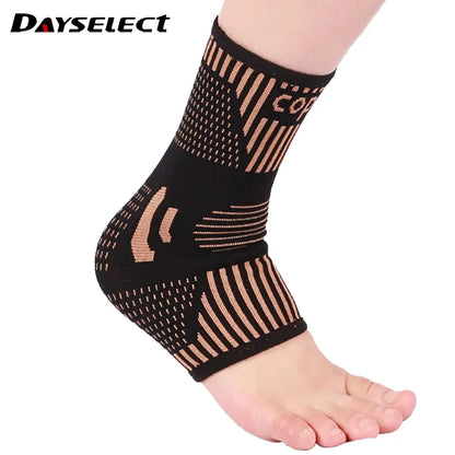 1Pcs Copper Ankle Brace Infused Compression Sleeve Support Ankle Achilles Tendon Pain Relief Plantar Fasciitis Sprained Unisex