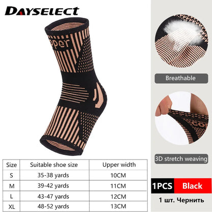 1Pcs Copper Ankle Brace Infused Compression Sleeve Support Ankle Achilles Tendon Pain Relief Plantar Fasciitis Sprained Unisex
