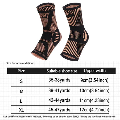 1Pcs Copper Ankle Brace Infused Compression Sleeve Support Ankle Achilles Tendon Pain Relief Plantar Fasciitis Sprained Unisex