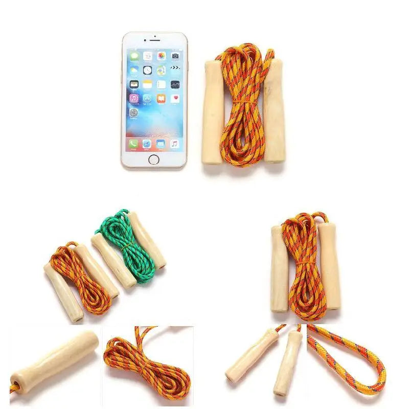 2.5M Skipping Rope Wooden Handle Skipping Rope Adjustable Children&